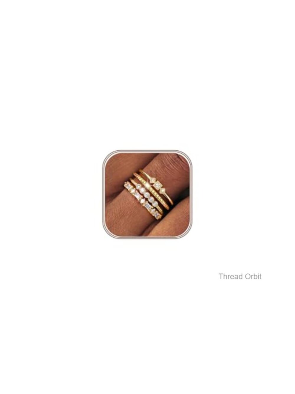 14K Gold Plated Stackable Rings Cubic Zirconia Wedding Band Set